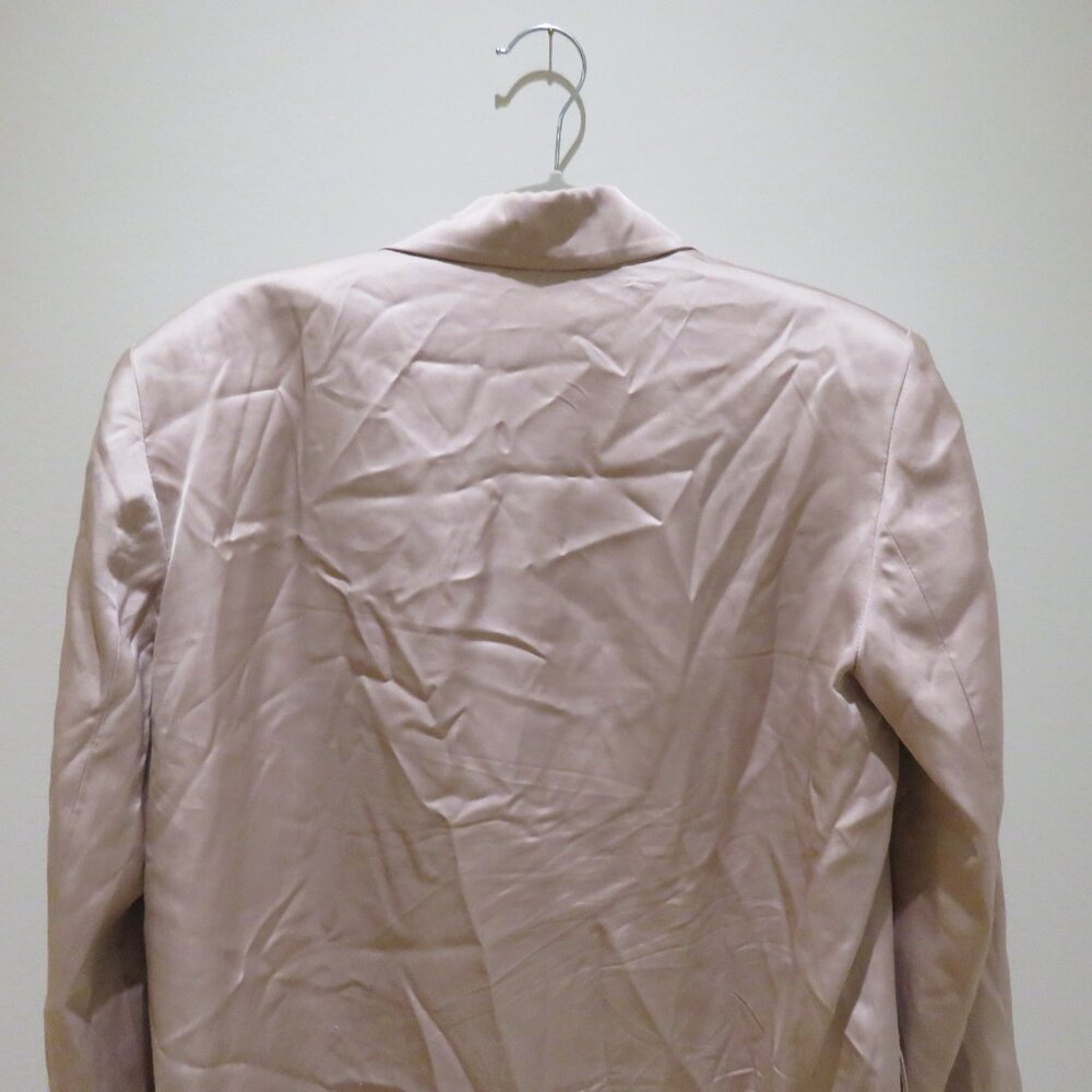 ZARA Long Buttoned Collared Satin Blazer in Blush Pink Pastel Preppy - Size S - Picture 12 of 14